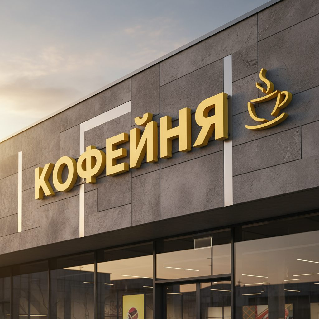 Объёмная вывеска «Кофейня» на фасаде